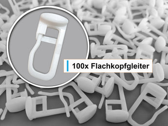 100 Flachkopfgleiter 11x9 mm mit Faltenlegehaken