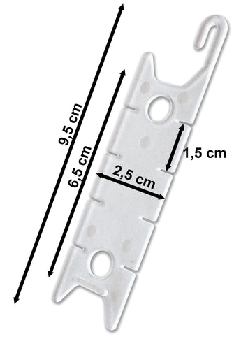Transparenter Schnurwickler mit Maßangaben