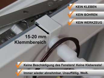 Fensterhaken mit Distanzhalter für Klemmbereich 15–20 mm