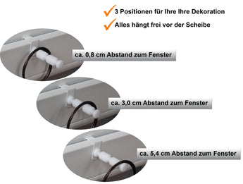 Distanzhalter mit 3 Positionen für Fensterdekoration