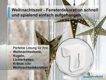Metall-Fensterhaken mit weihnachtlicher Fensterdekoration