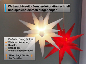 Fensterhaken mit Distanzhalter für Weihnachtssterne am Fenster
