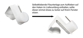 Montage des Vitragehakens mit Filzschutz am Fenster