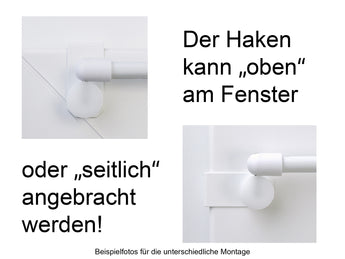 Metall-Fensterhaken für Befestigung oben oder seitlich