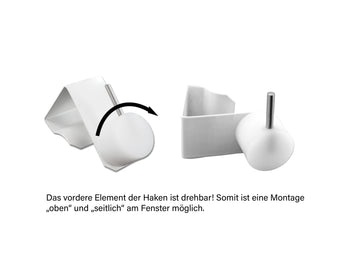 Drehbares Frontelement des Metall-Vitragehakens