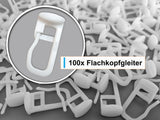 100 Flachkopfgleiter 11x9 mm mit Faltenlegehaken