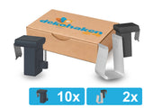 10 anthrazitfarbene verstellbare Fensterhaken mit 2 Batteriehaltern
