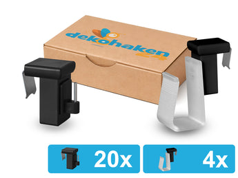 20 schwarze verstellbare Fensterhaken mit 4 Batteriehaltern