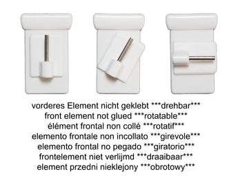 Montageinformation vorderes Element nicht geklebt. Es ist drehbar