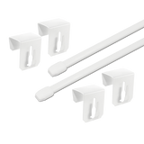 Zwei Gardinenstangen oval und vier Metallfensterhaken