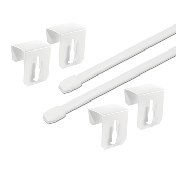 Zwei Gardinenstangen oval und vier Metallfensterhaken