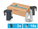 2 anthrazitfarbene verstellbare Fensterhaken mit 10 Batteriehaltern