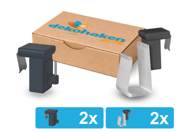 2 anthrazitfarbene verstellbare Fensterhaken mit 2 Batteriehaltern