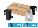 2 schwarze verstellbare Fensterhaken mit 4 Batteriehaltern