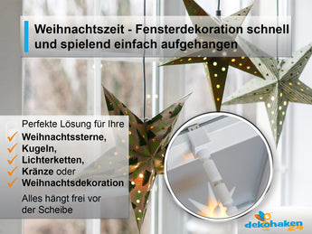 Fensterhaken mit Distanzhalter Größe L für weihnachtliche Fensterdekoration