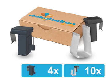 4 anthrazitfarbene verstellbare Fensterhaken mit 10 Batteriehaltern