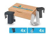 4 anthrazitfarbene verstellbare Fensterhaken mit 4 Batteriehaltern