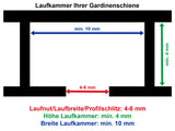 Maße einer passenden Gardinenschiene für Flachkopfgleiter 11x9 mm