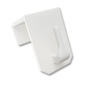 Fensterhaken/Dekohaken, klemmbar aus Kunststoff in weiß oder transparent