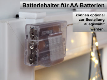 Weißer Fensterhaken mit Distanzhalter und Batteriehalter für AA-Batteriefach