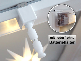 Fensterhaken mit Distanzhalter Größe M und Batteriehalter für LED-Fensterdeko