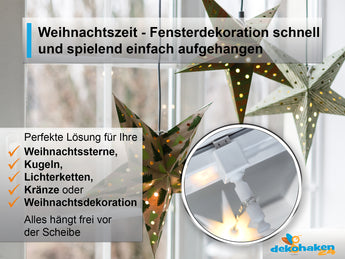 Fensterhaken mit Distanzhalter Größe M für weihnachtliche Fensterdekoration
