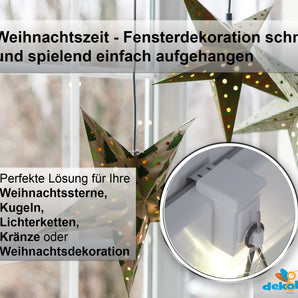 Fensterhaken/Dekohaken, klemmbar aus Kunststoff, Klemmbereich verstellbar