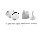 Schmaler weißer Vitragehaken mit drehbarem Vorderteil